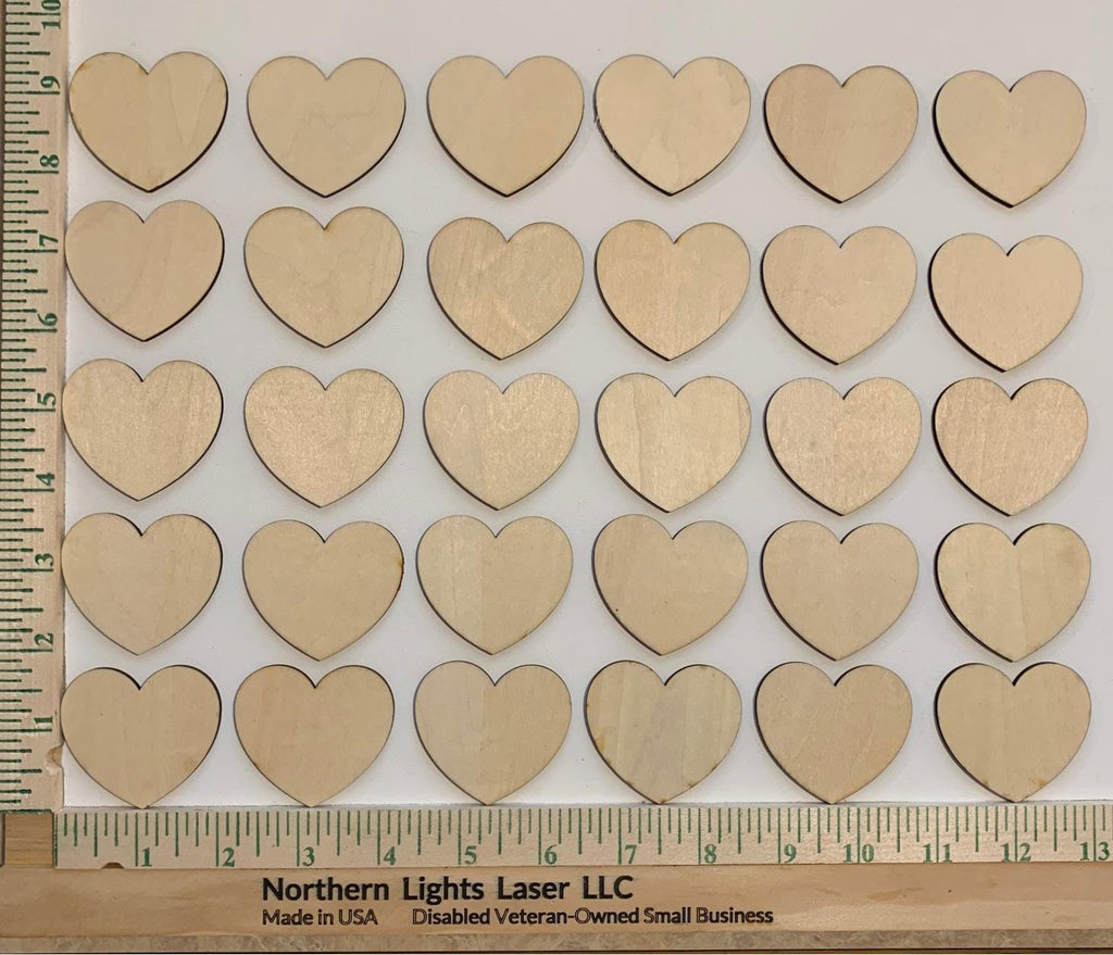Heart Shapes- Wood blanks - Laser Cut - Valentine's Day Decor - DYI - Birch -Made in USA - Northern Lights Laser LLC