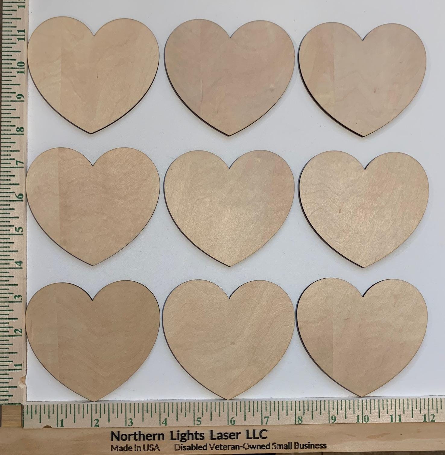 Heart Shapes- Wood blanks - Laser Cut - Valentine's Day Decor - DYI - Birch -Made in USA - Northern Lights Laser LLC