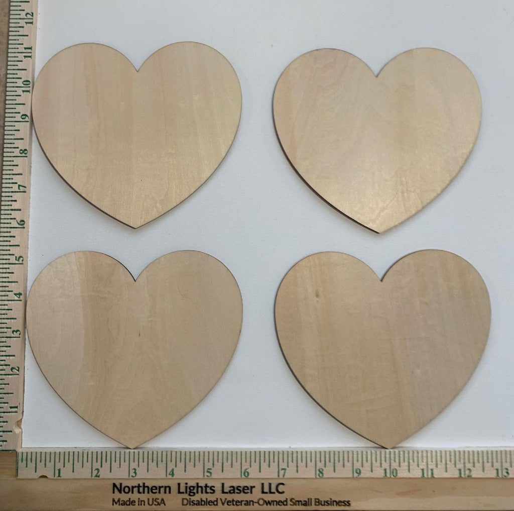 Heart Shapes- Wood blanks - Laser Cut - Valentine's Day Decor - DYI - Birch -Made in USA - Northern Lights Laser LLC