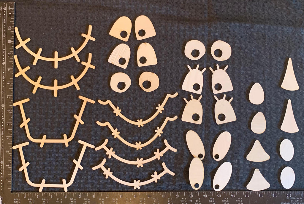Scarecrow Faces: For 7 1/4 inch Wide Wood | (4) Sets of Two Each | Laser Cut Plywood Craft