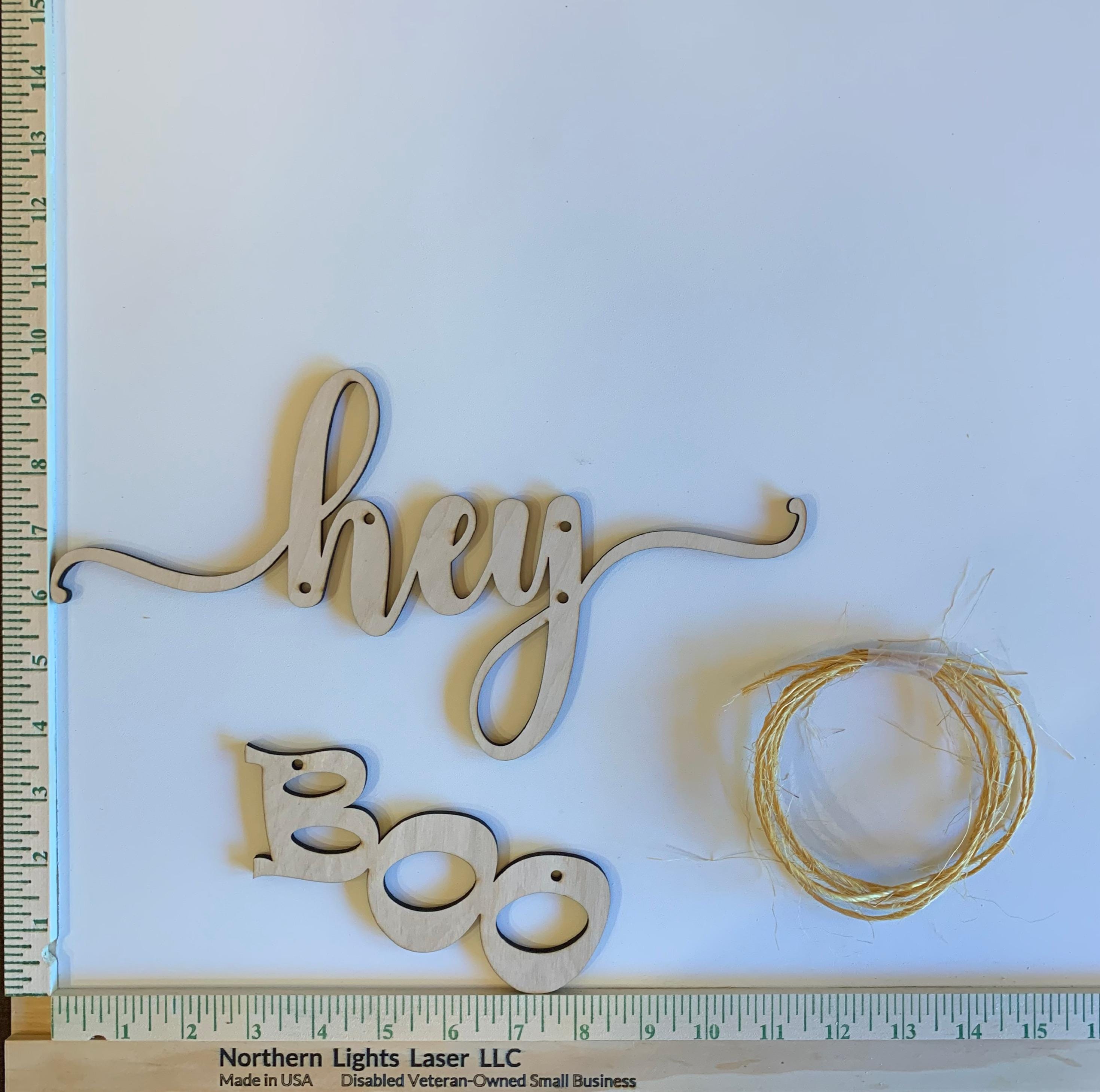 Hey Boo DIY Wood Sign Kit - Laser Cut - Halloween Decor | Paintable Birch Blanks | Made in USA | Northern Lights Laser LLC