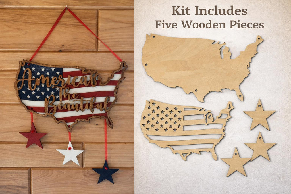 USA Wood Craft Kit - Paintable Patriotic Decor - 4th of July DIY Set