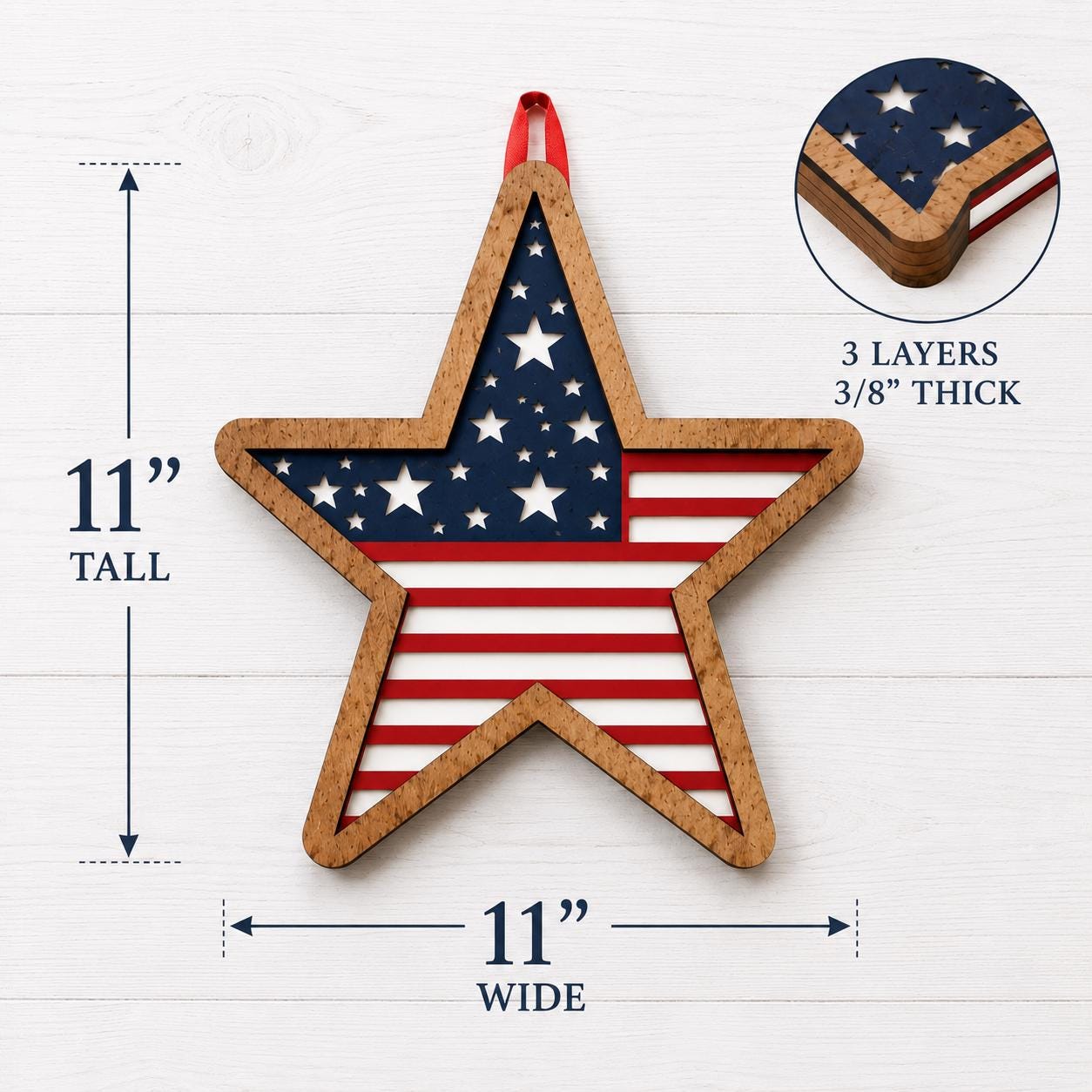 Stars & Stripes Wooden Wall Decor Set | Set of 3 | Layered Americana Stars | Hanging Wall Decor | Rustic Farmhouse Fourth of July Decor