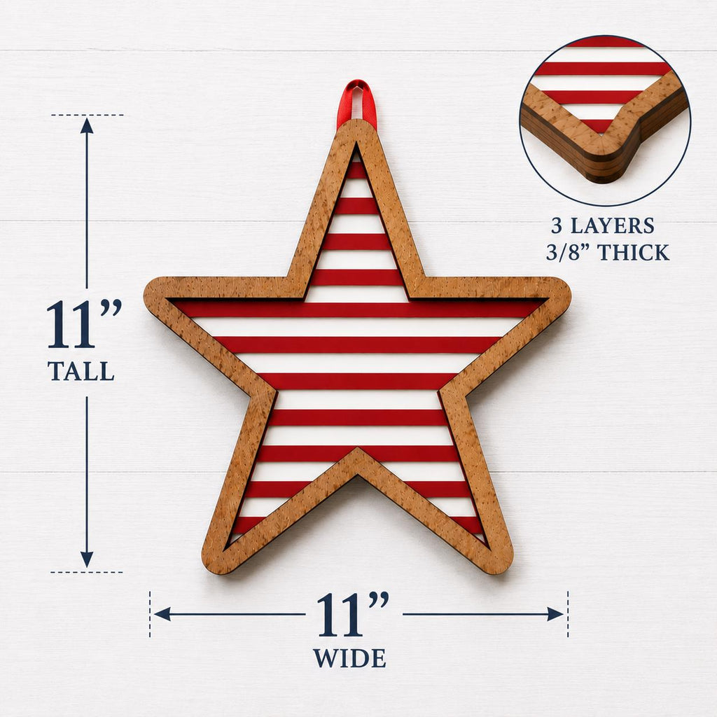 Stars & Stripes Wooden Wall Decor Set | Set of 3 | Layered Americana Stars | Hanging Wall Decor | Rustic Farmhouse Fourth of July Decor