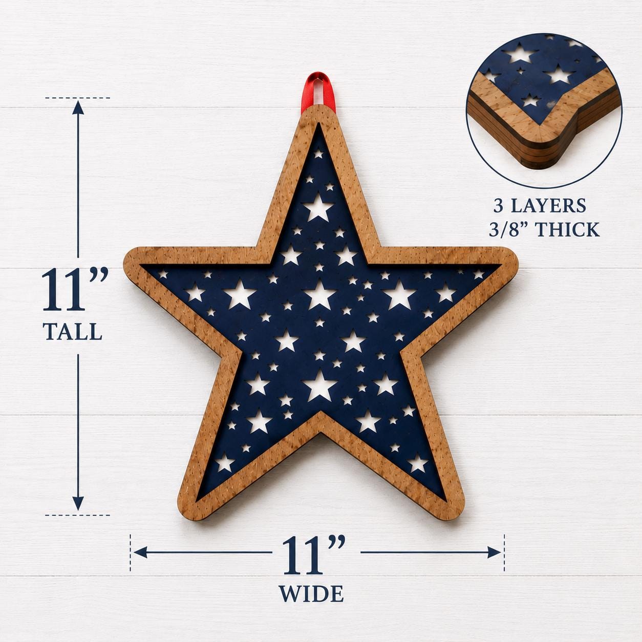 Stars & Stripes Wooden Wall Decor Set | Set of 3 | Layered Americana Stars | Hanging Wall Decor | Rustic Farmhouse Fourth of July Decor