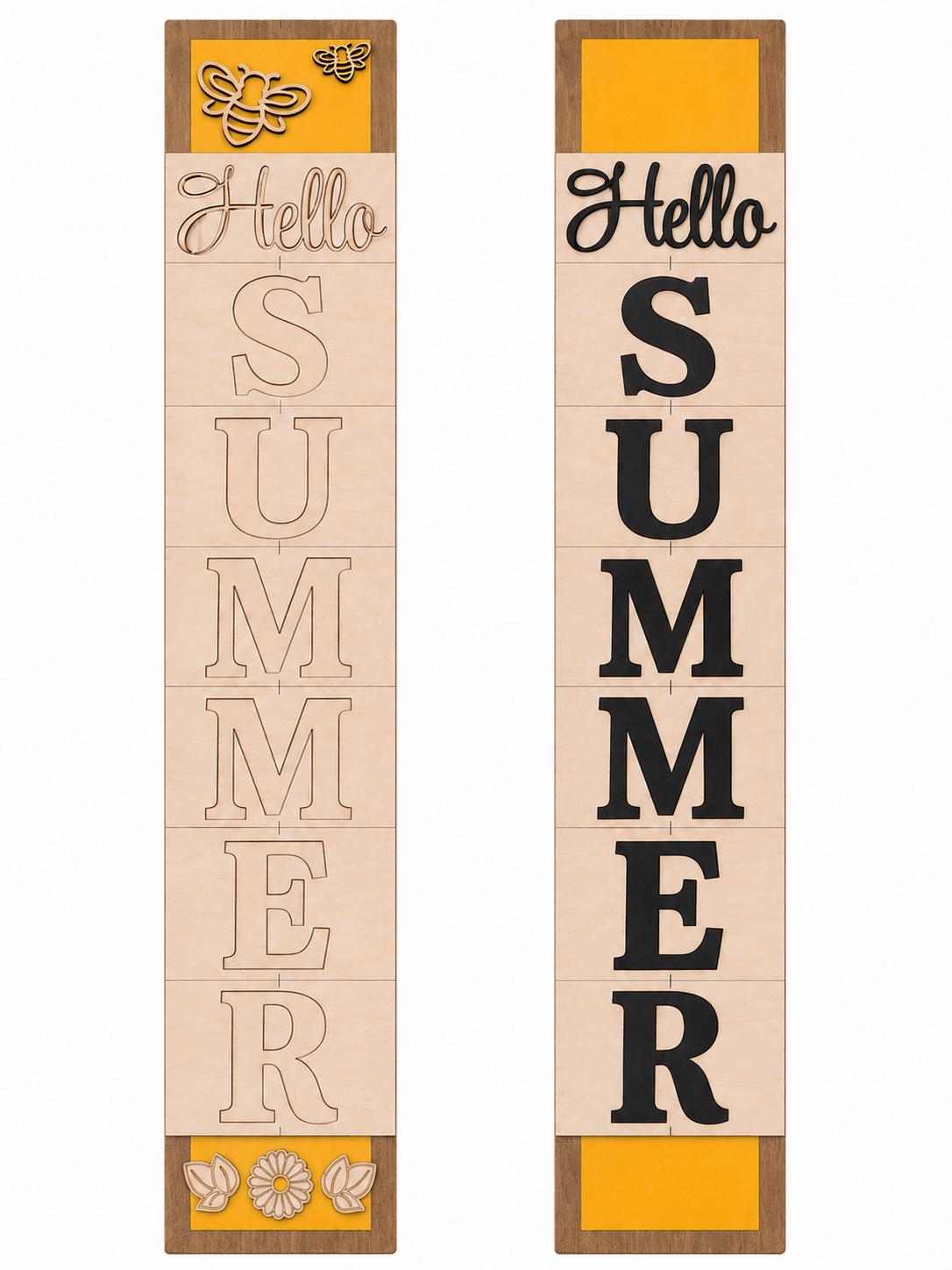 DIY Hello Summer Porch Leaner Kit | Wooden Paint Kit | Layered Door Sign | Farmhouse Porch Decor | Unfinished Wood Craft